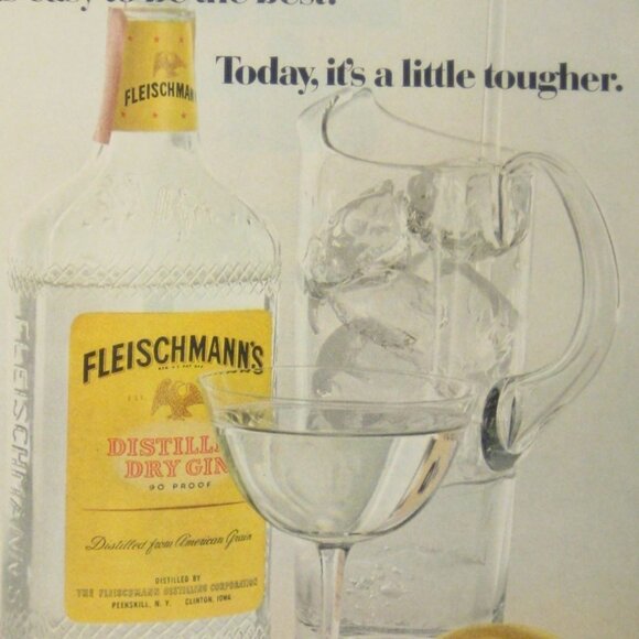 Vintage 1960s Fleischmanns Distilled Dry Gin Print Ad Barware Martini AD - Picture 2 of 2